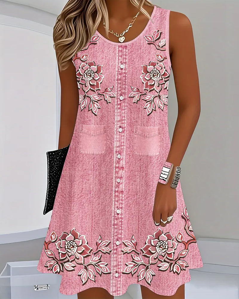 Beatrice | Sleeveless Denim-Look Dress