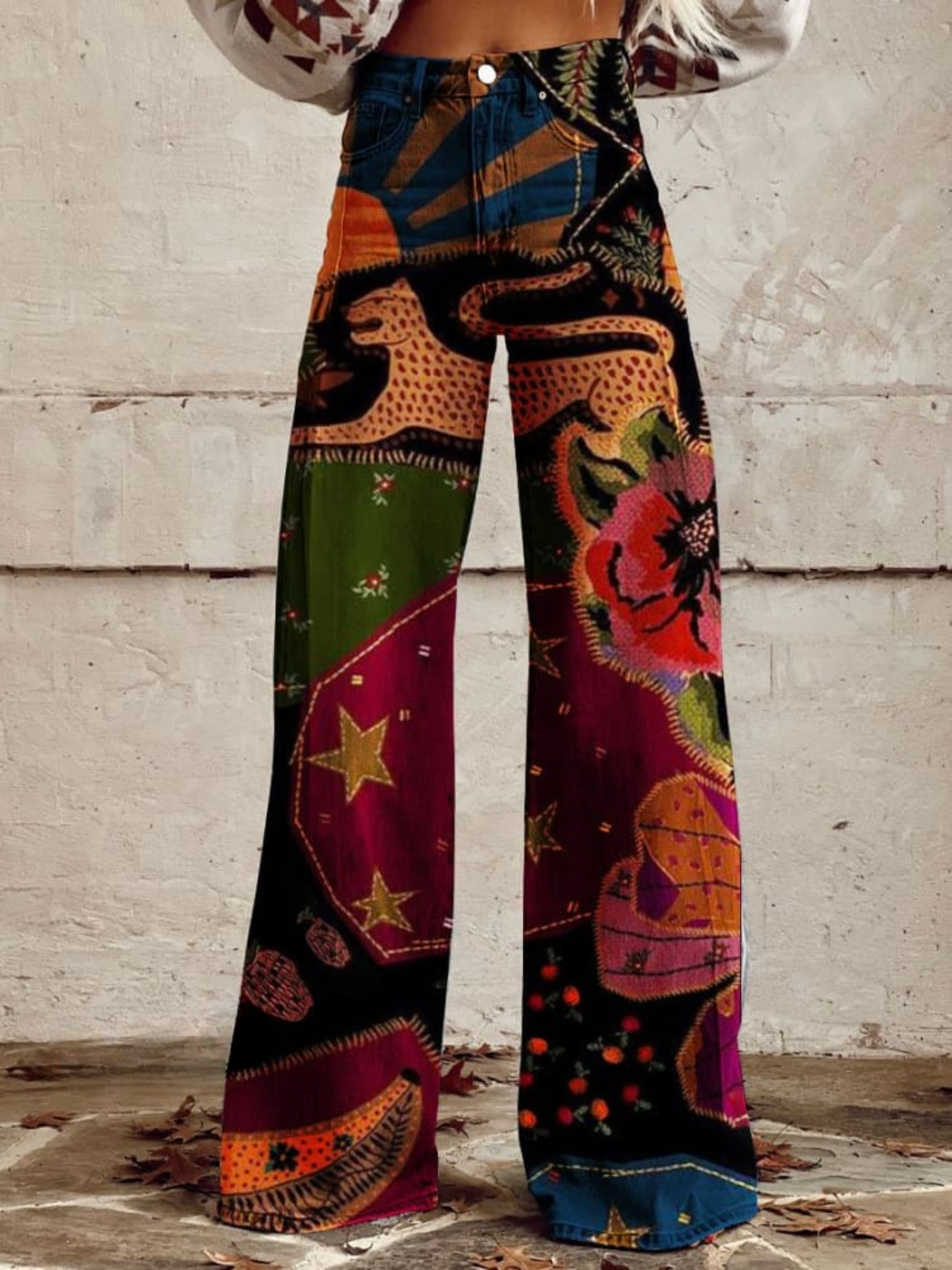 Caitlin | Vintage Colourful Printed Wide Leg Pants