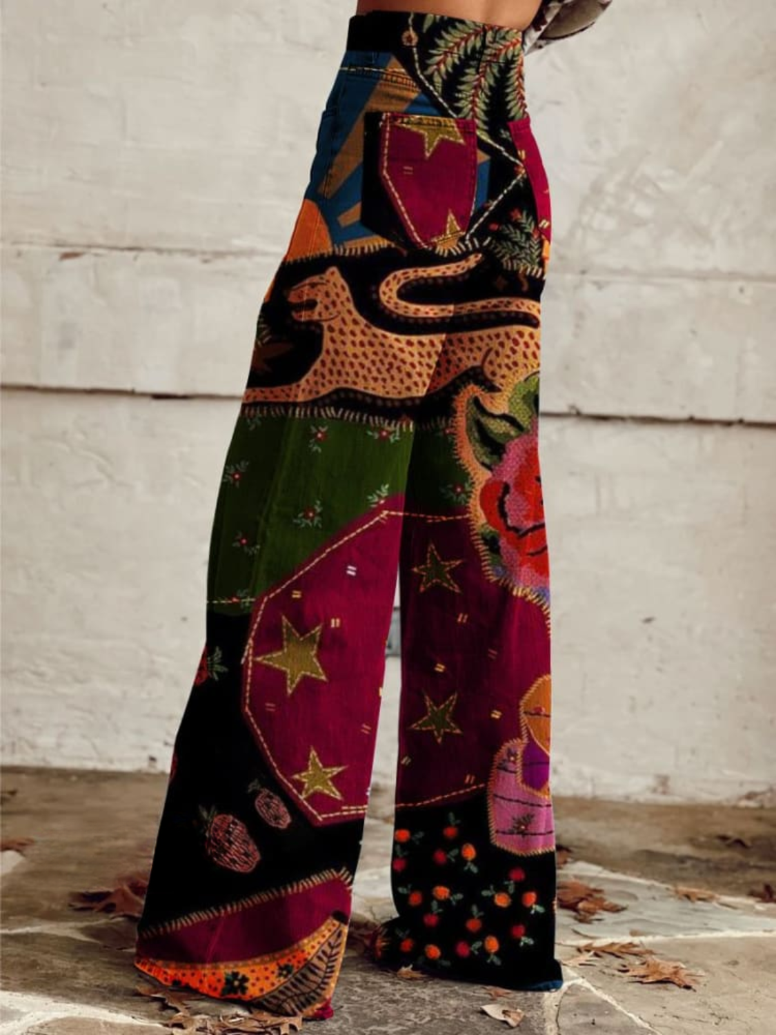 Caitlin | Vintage Colourful Printed Wide Leg Pants
