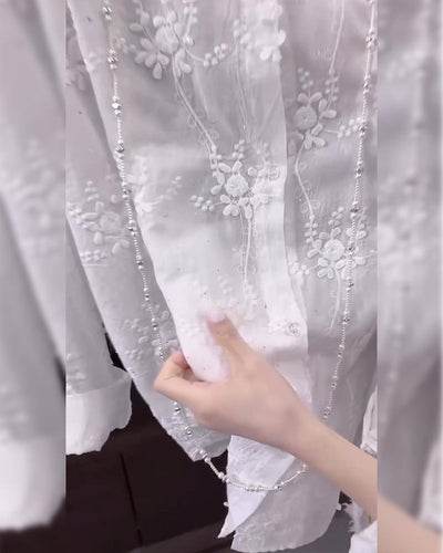 Angelica | Embroidered Solid Color Shirt with Dropped Shoulders