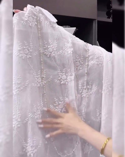 Angelica | Embroidered Solid Color Shirt with Dropped Shoulders